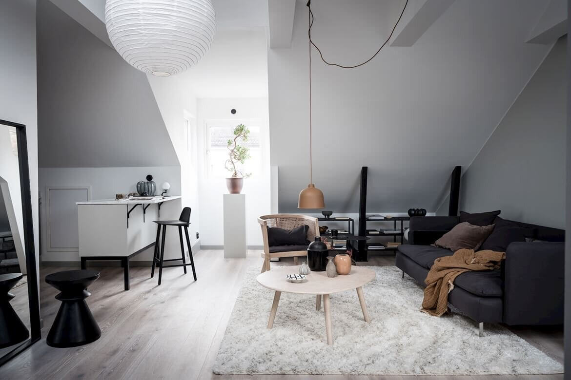 light filled scandinavian attic studio apartment nordroom7 A Light Scandinavian Home with Multifunctional Attic Space