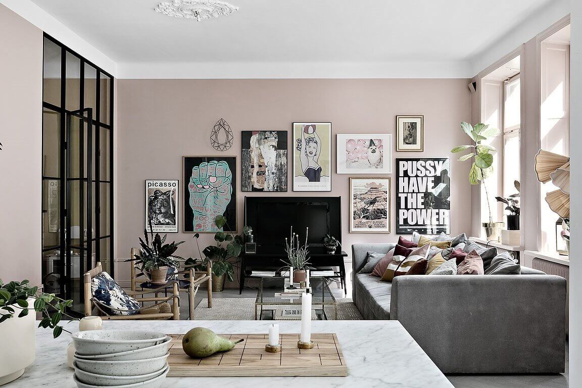 scandinavian apartment muted pink grey nordroom1 A Scandinavian Apartment in Muted Pink & Grey Tones