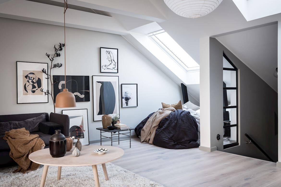 A Light-Filled Scandinavian Attic Studio Apartment