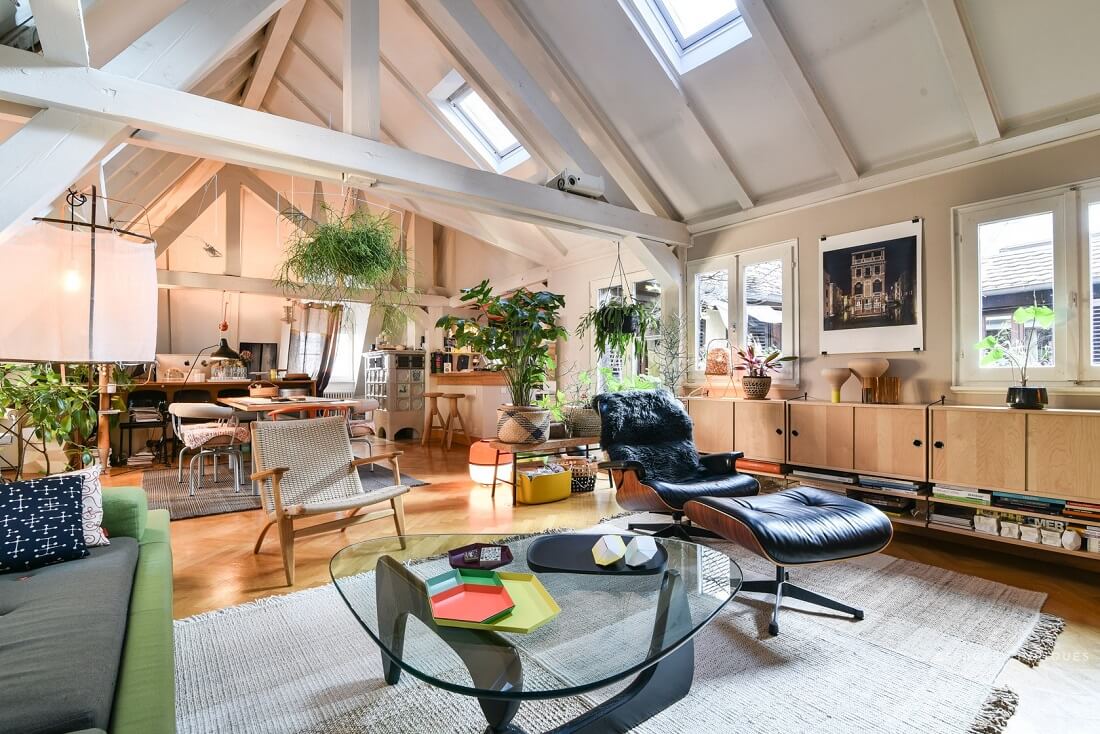 A Cozy Plant-Filled Attic Apartment in Strasbourg