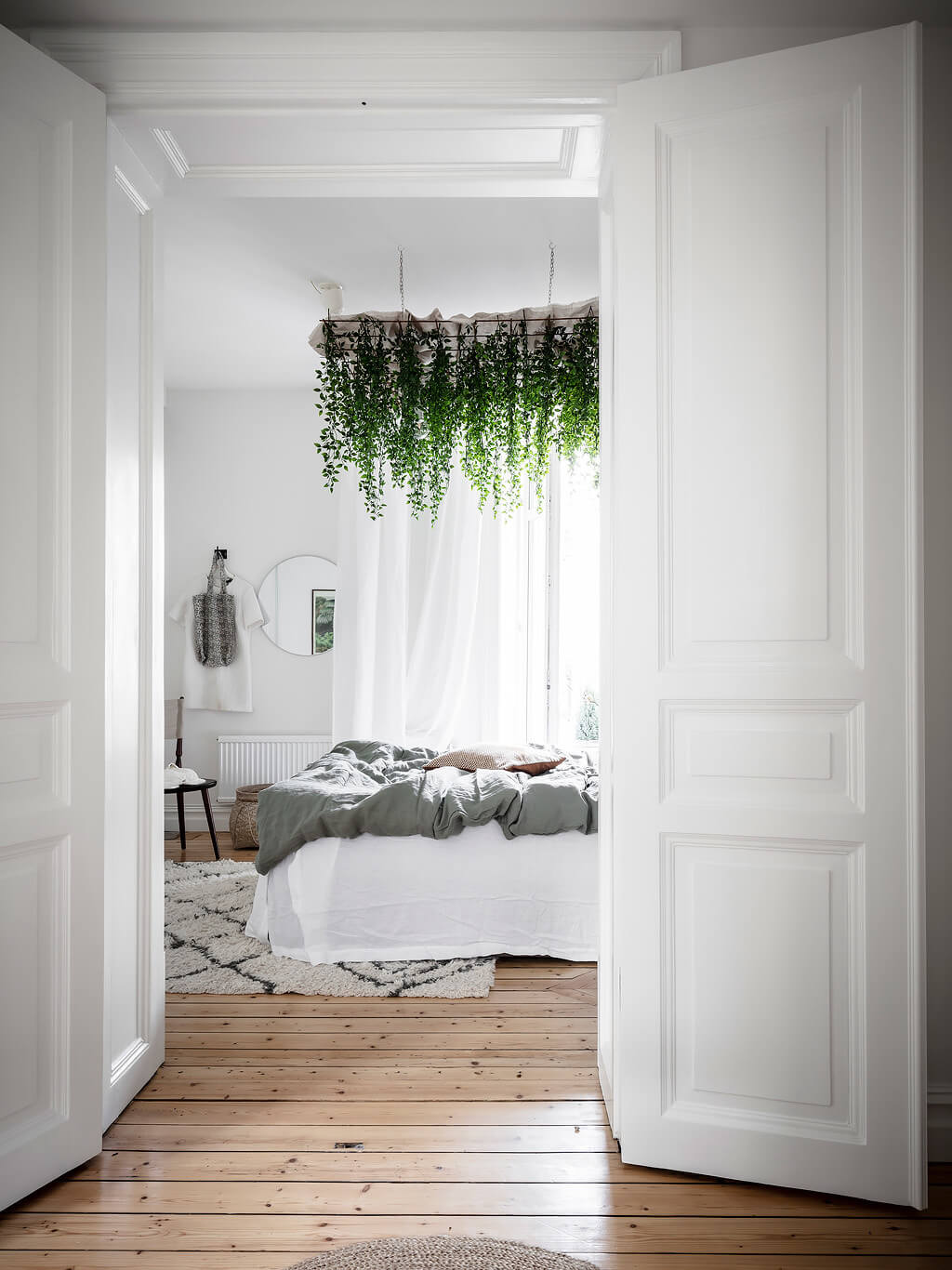 scandinavian apartment canopy plants nordroom11 A Scandi Apartment With A Canopy of Plants in the Bedroom