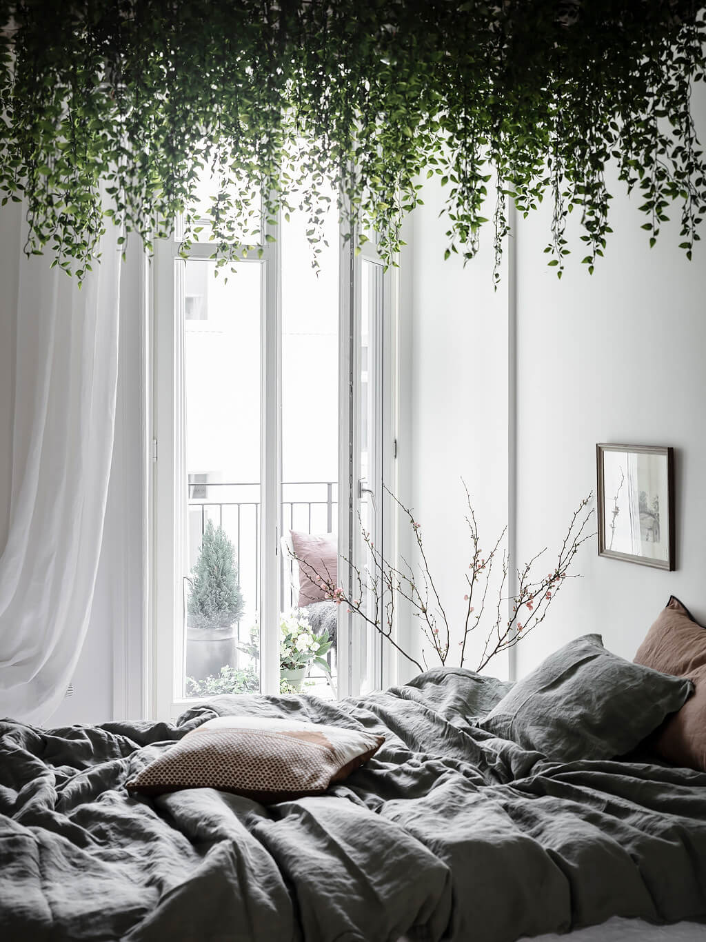 scandinavian apartment canopy plants nordroom13 A Scandi Apartment With A Canopy of Plants in the Bedroom