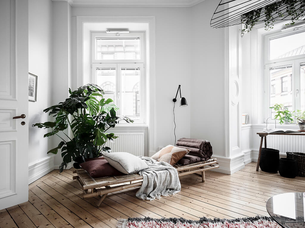 scandinavian apartment canopy plants nordroom3 A Scandi Apartment With A Canopy of Plants in the Bedroom