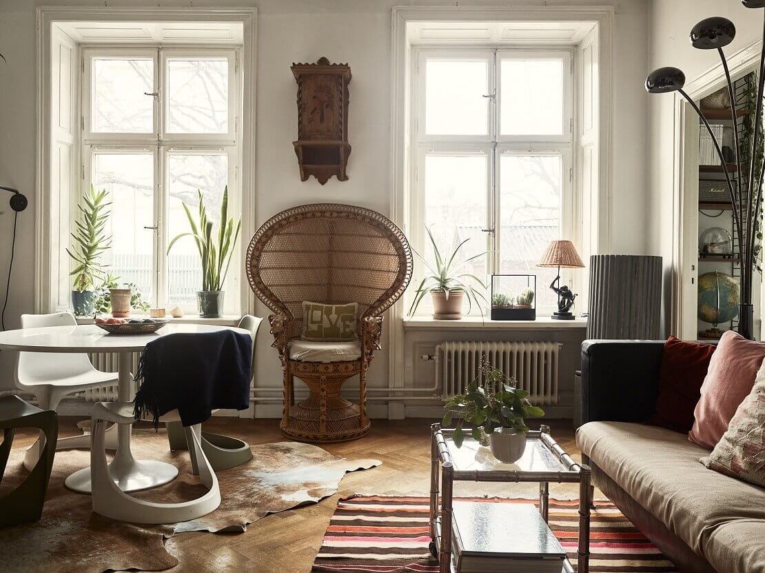 small vintage bohemian apartment stockholm nordroom7 A Small Vintage Bohemian Apartment in Stockholm