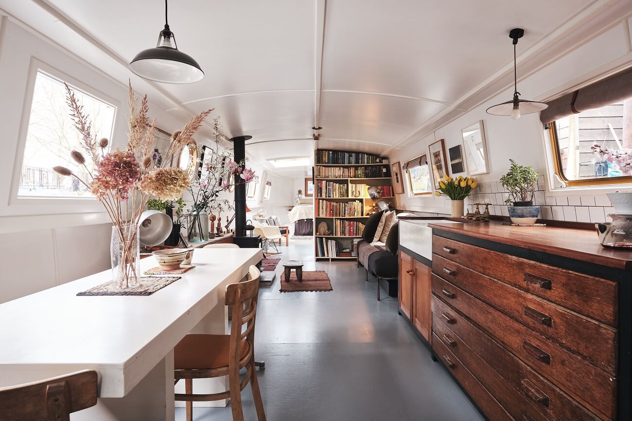 houseboat london nordroom A Cozy and Stylish Houseboat in London