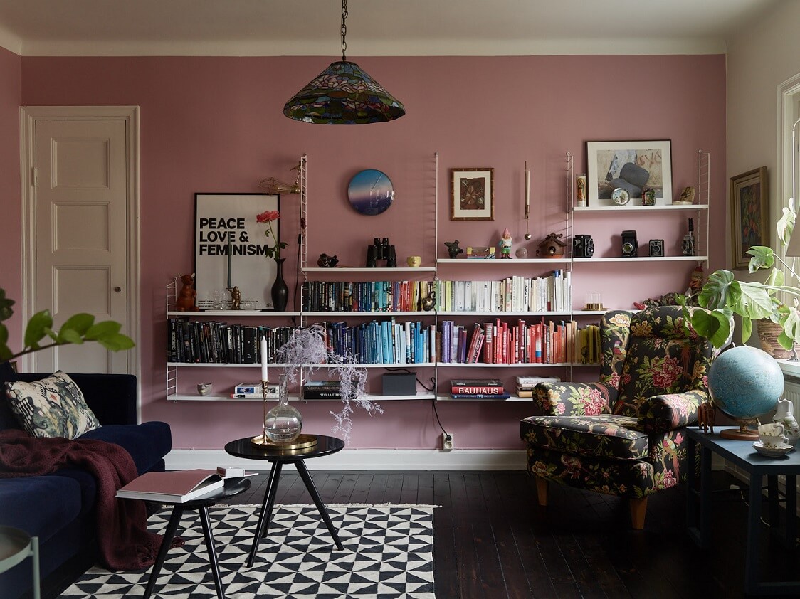 A Vibrant Pink and Blue Apartment in Stockholm