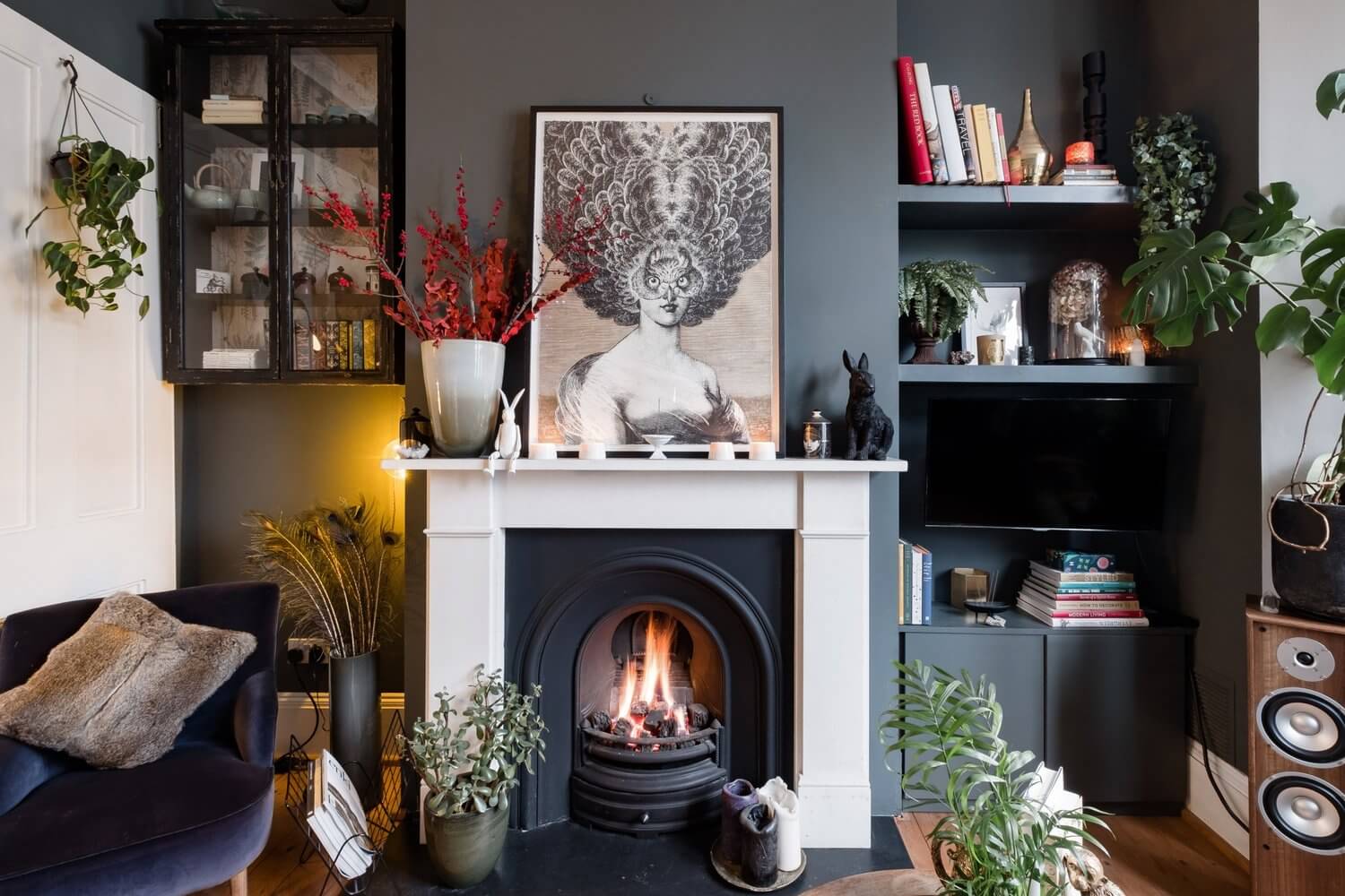 grey london home plants art nordroom1 A Cozy Grey London Home Packed With Plants & Art