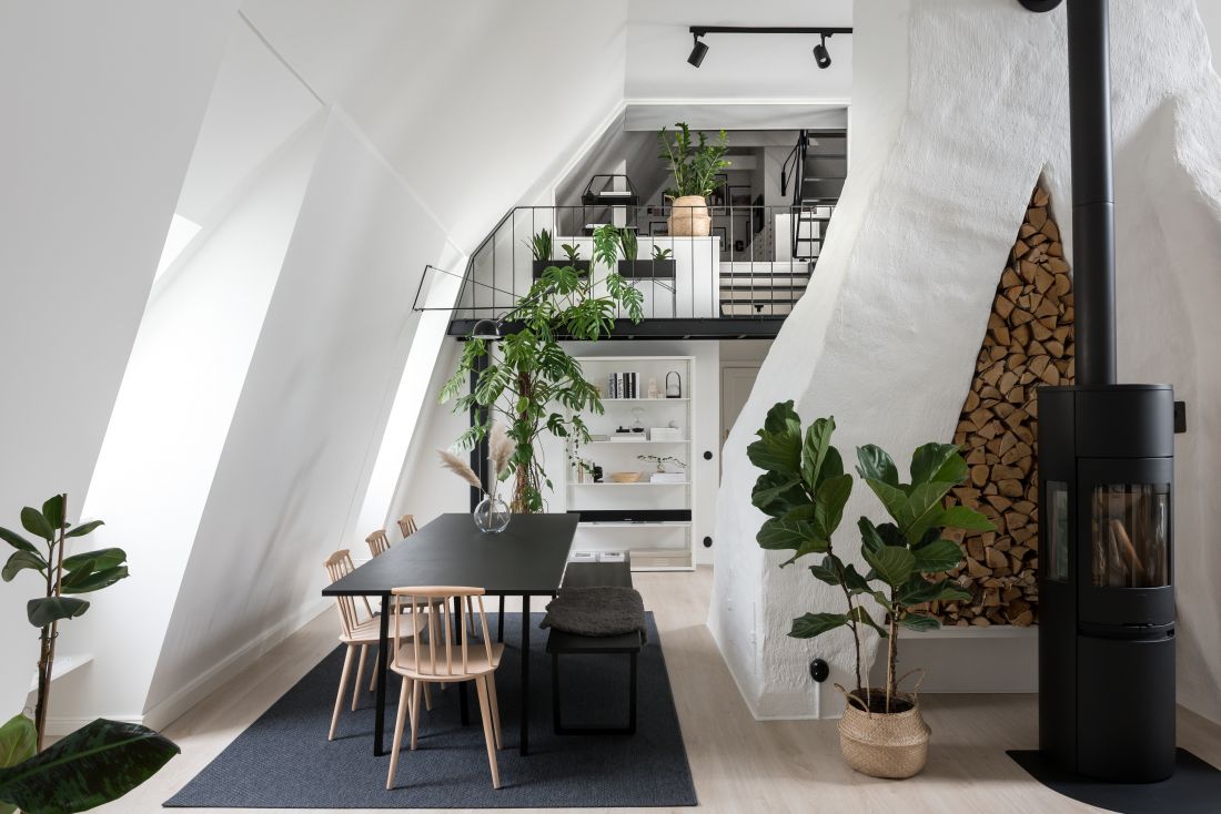 A Monochrome Scandinavian Attic Apartment