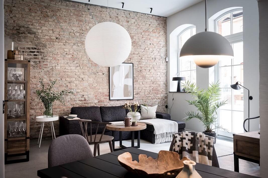 A Lovely Scandinavian Home With Exposed Brick