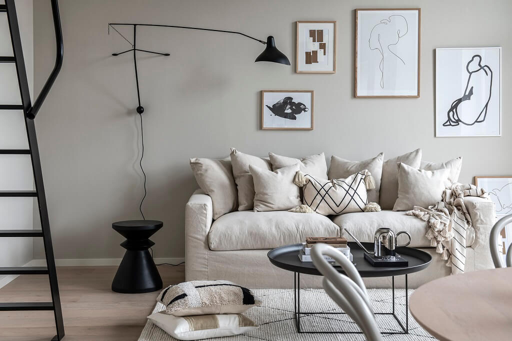 A Tiny Scandinavian Loft in Beige and Grey Tones