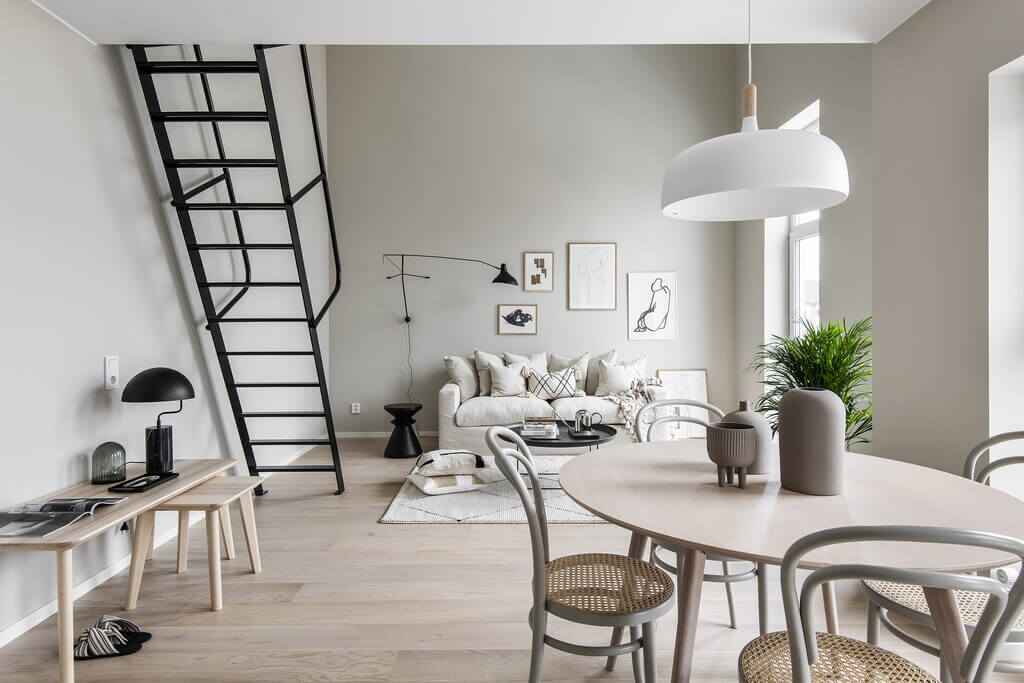 grey beige scandinavian apartment nordroom3 A Tiny Scandinavian Loft in Beige and Grey Tones