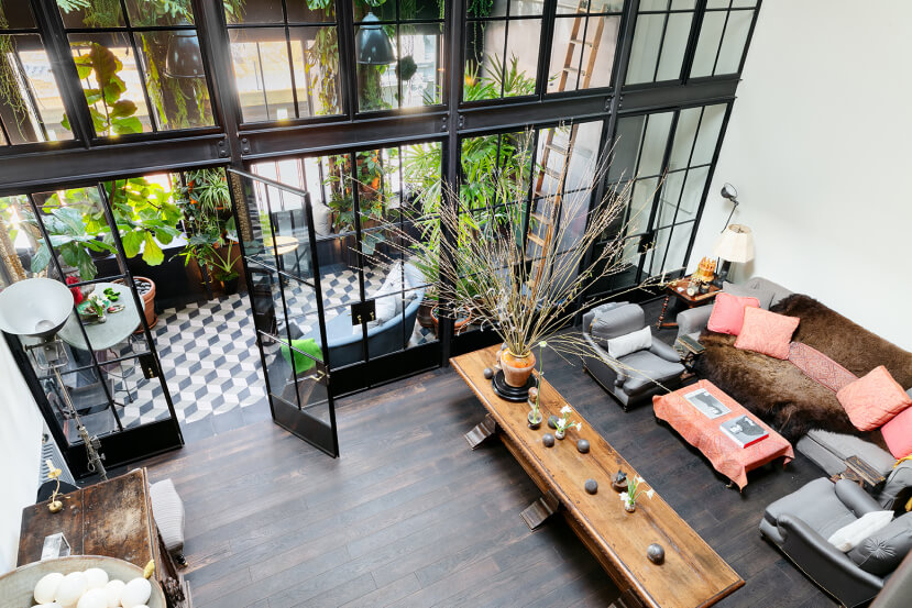 A Plant Lover's Industrial Penthouse Loft in Manhattan 1 industrial penthouse loft plants manhattan nordroom A Plant Lover's Industrial Penthouse Loft in Manhattan