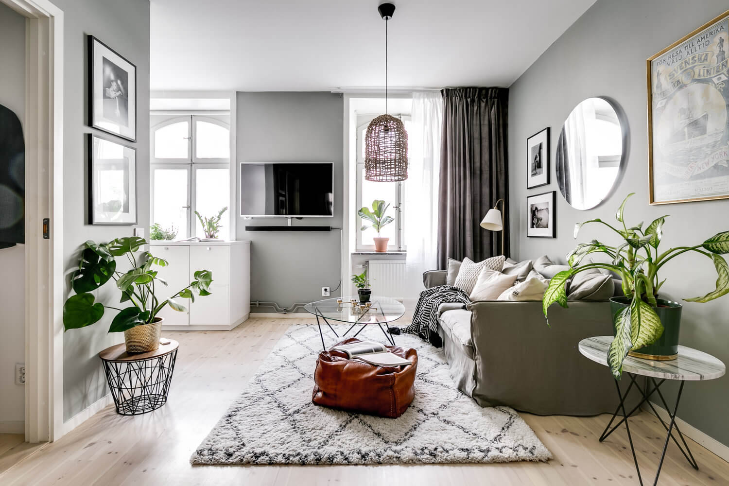 A Small Grey and White Scandinavian Apartment