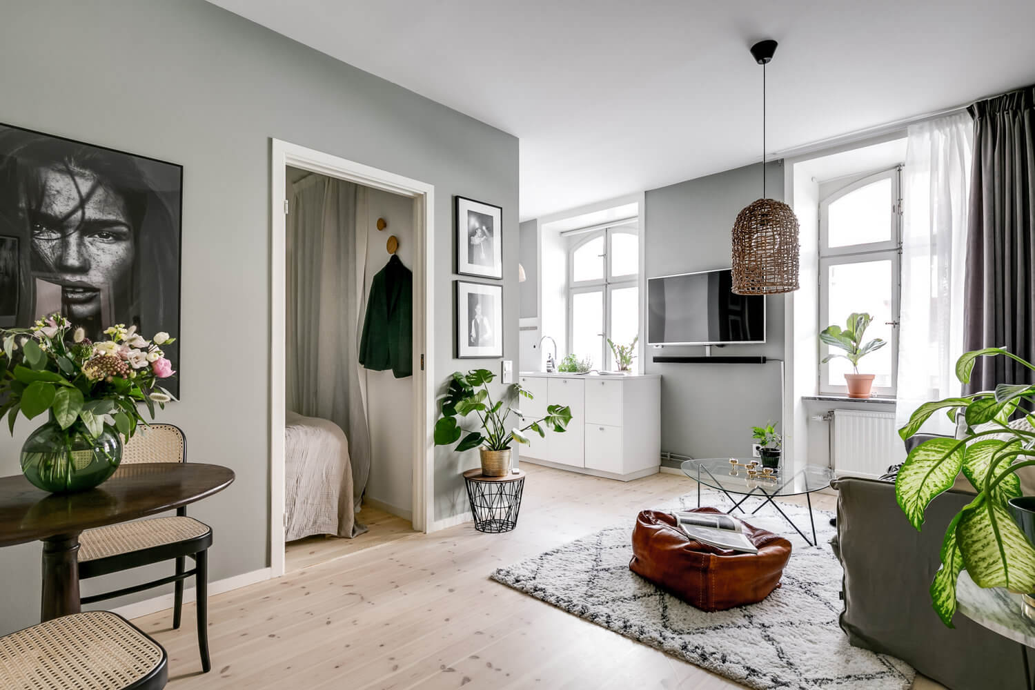 small grey white scandinavian apartment nordroom4 A Small Grey and White Scandinavian Apartment