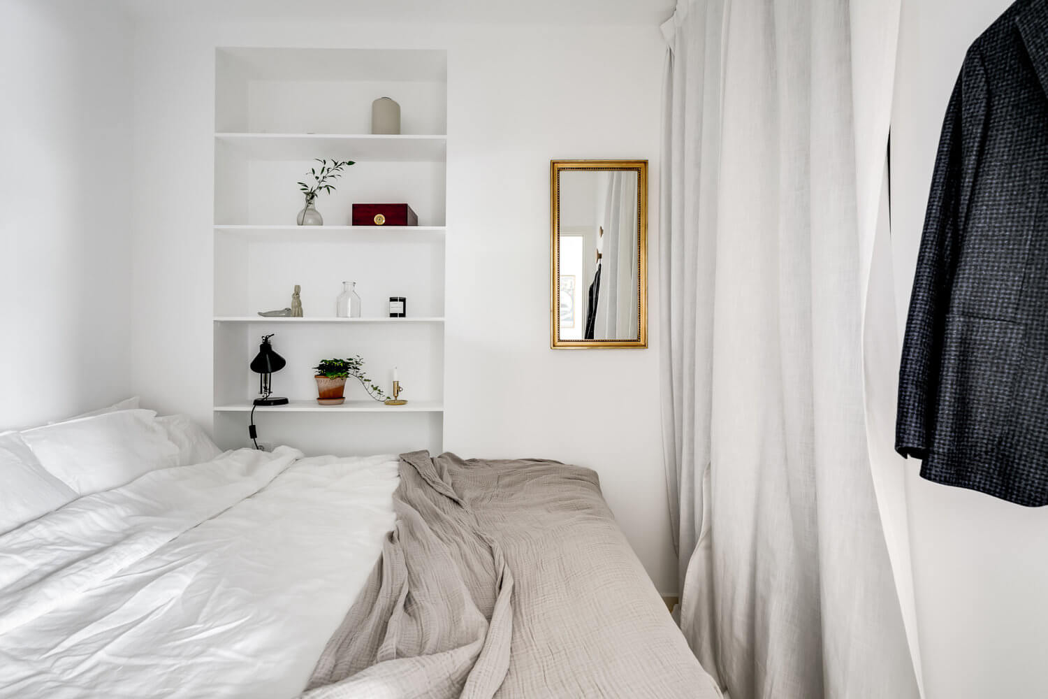 small grey white scandinavian apartment nordroom8 A Small Grey and White Scandinavian Apartment