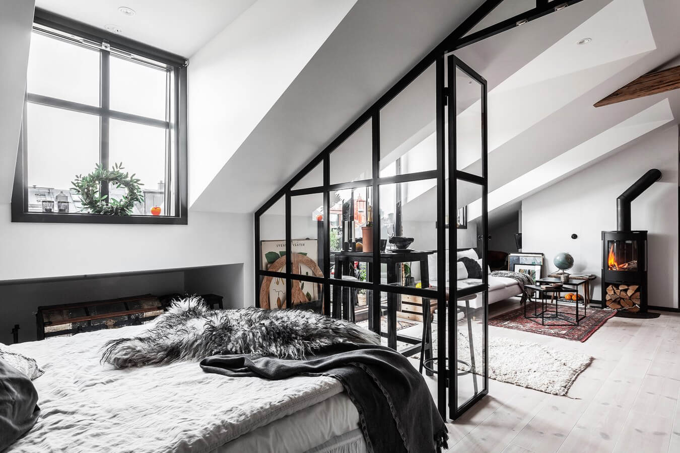 industrial attic apartment stockholm nordroom10 An Industrial Look For A Small Attic Apartment in Stockholm