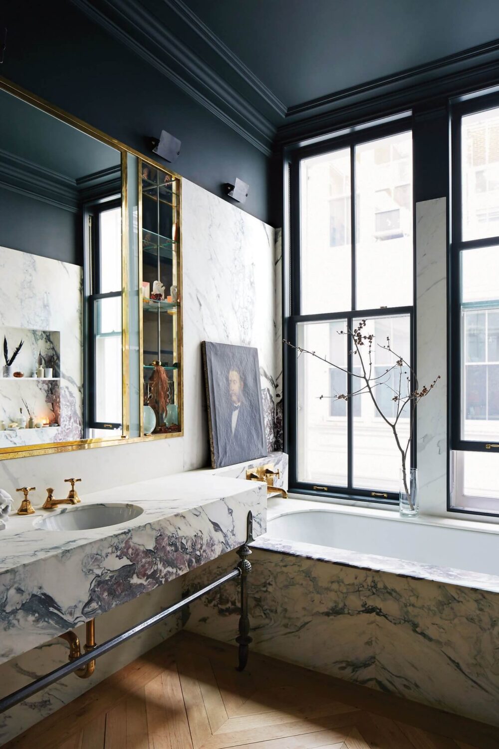 bathroom-marble-bath-sink-black-painted-ceiling-nordroom
