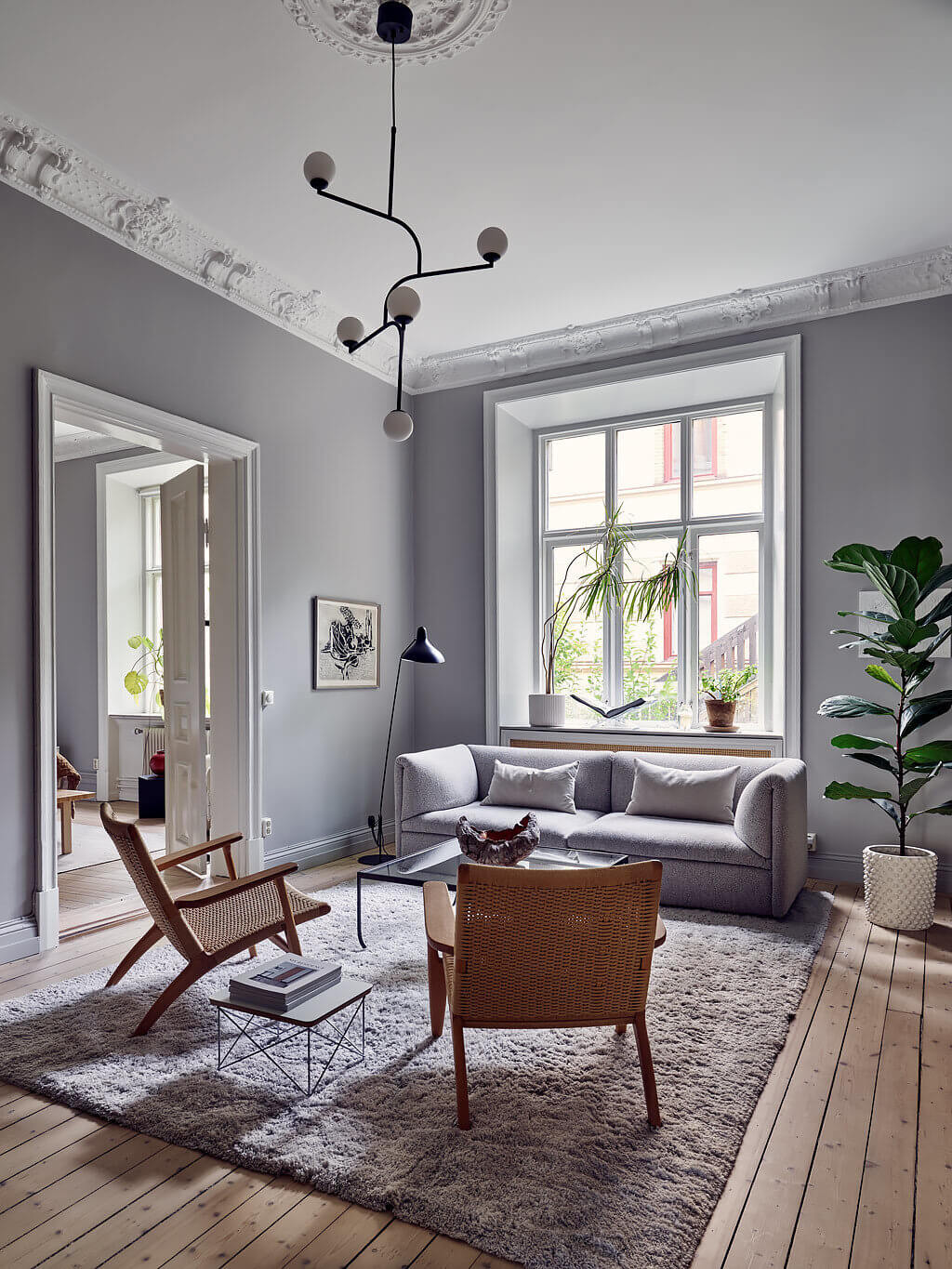 A Serene Scandinavian Apartment Decorated in Grey Tones