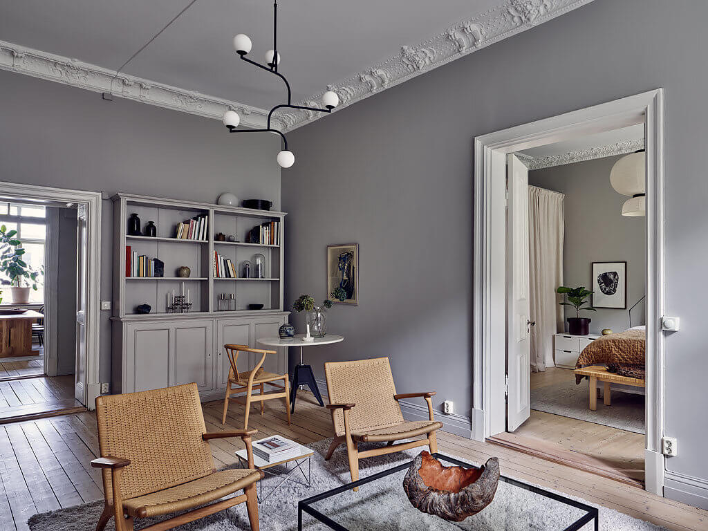 serene grey scandinavian apartment nordroom4 A Serene Scandinavian Apartment Decorated in Grey Tones