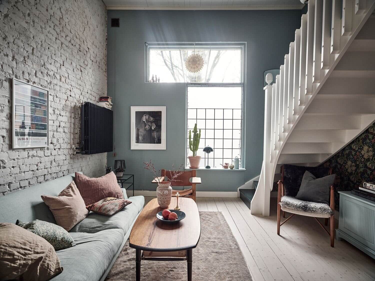 scandinavian home vintage exposed brick nordroom6 Vintage Touches and Exposed Brick in a Beautiful Scandinavian Home