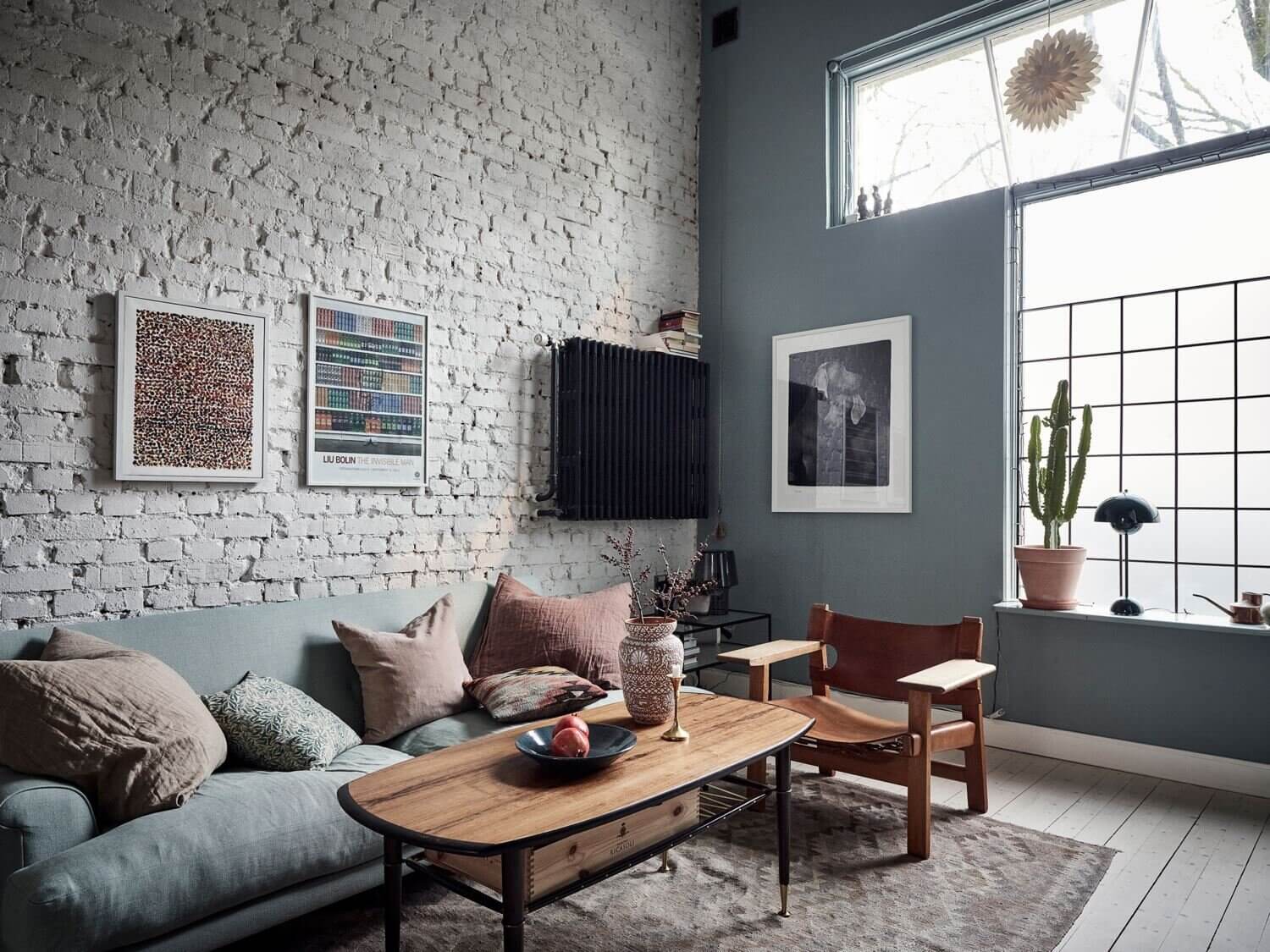 scandinavian home vintage exposed brick nordroom7 Vintage Touches and Exposed Brick in a Beautiful Scandinavian Home