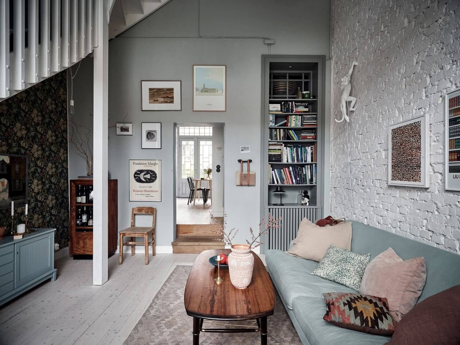 scandinavian home vintage exposed brick nordroom9 Vintage Touches and Exposed Brick in a Beautiful Scandinavian Home