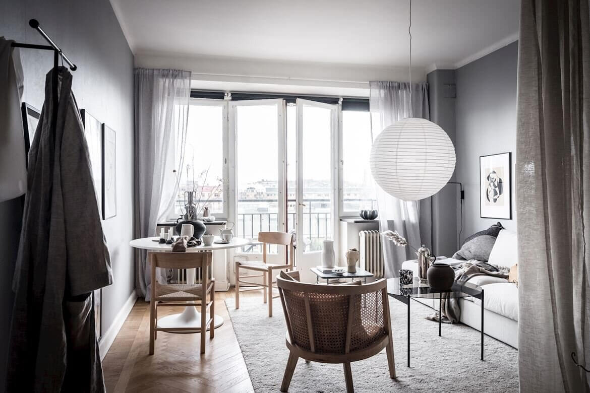 scandinavian studio apartment nordroom9 A Small Studio Apartment Decorated in Calm Color Tones