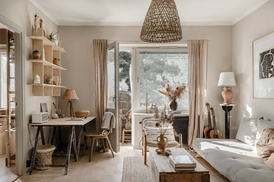 earthy natural scandinavian apartment anna malmberg nordroom Earthy Tones and Natural Materials in a Scandi Apartment