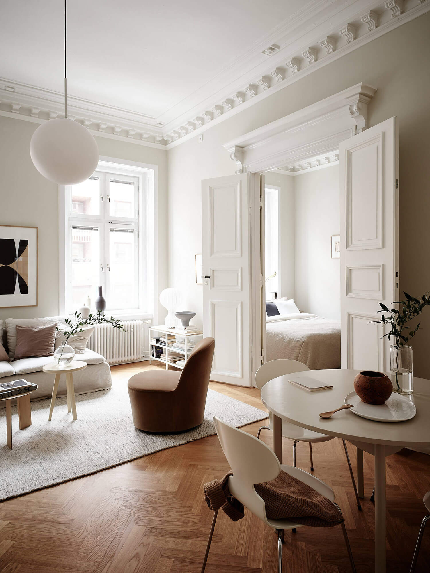 A Serene Beige Apartment with Original Details