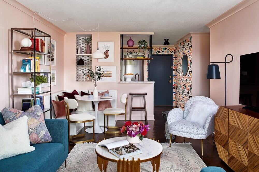 AVibrantPinkandBlueApartmentwithCleverStorageIdeas TheNordroom A Vibrant Pink and Blue Apartment with Clever Storage Ideas