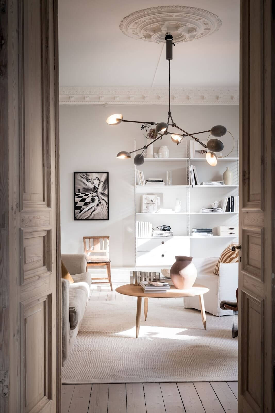 High Ceilings and Original Features In A Stunning Swedish Apartment