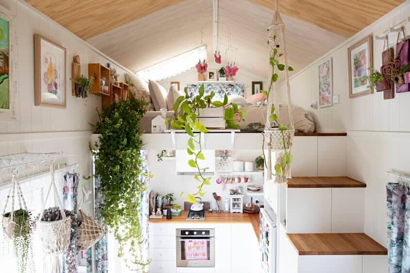 tiny house plants nordroom10 A Light and Plant-Filled Tiny House with Two Sleeping Lofts