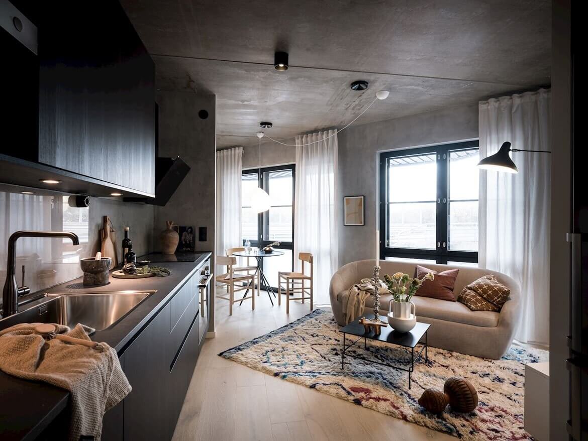 A Small Scandinavian Loft With Industrial Touches