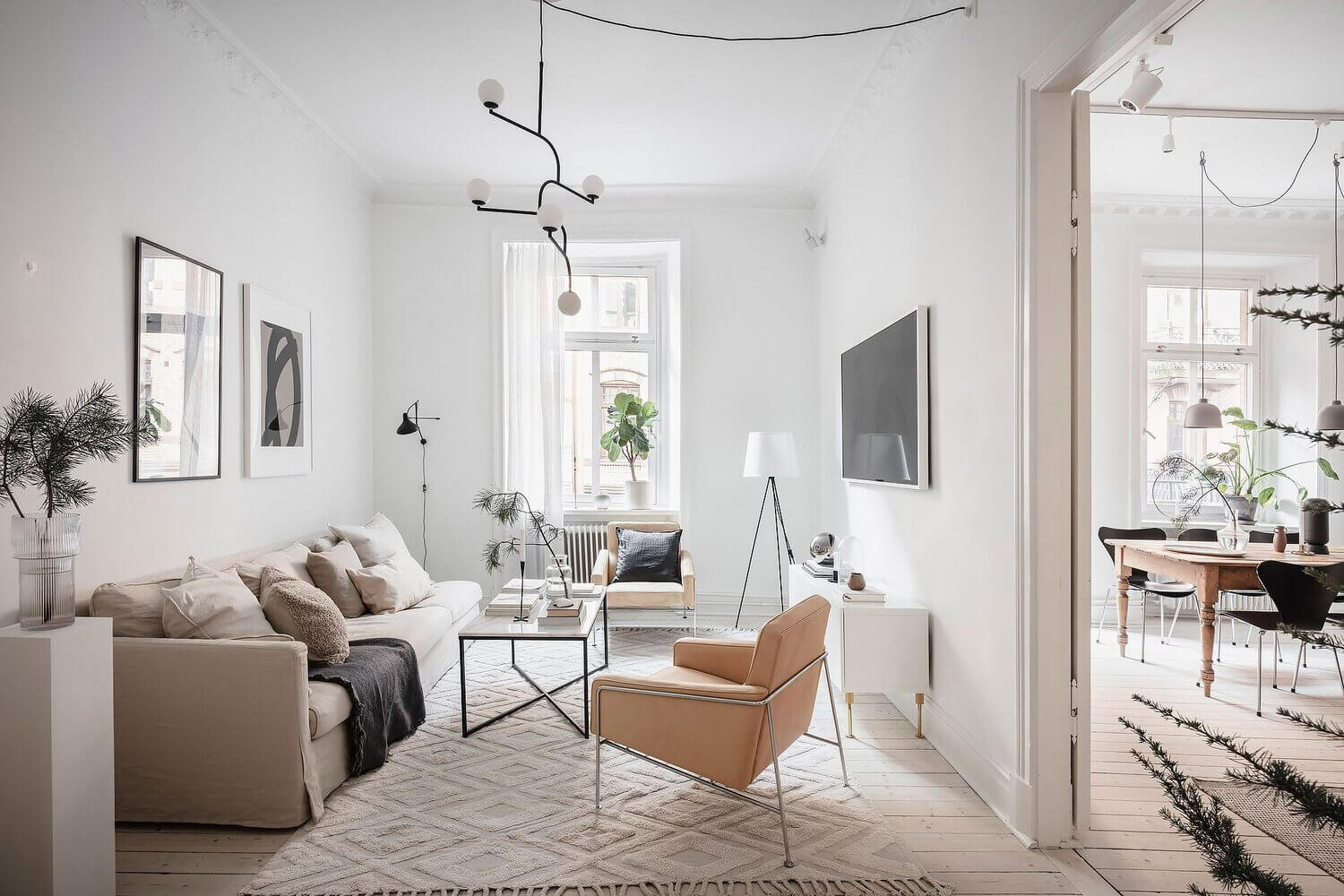 white scandinavian apartment grey kitchen nordroom1 A White Scandinavian Apartment With A Sleek Dark Grey Kitchen