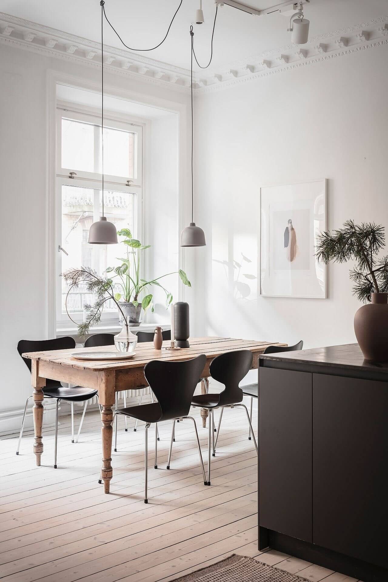 white scandinavian apartment grey kitchen nordroom7 A White Scandinavian Apartment With A Sleek Dark Grey Kitchen