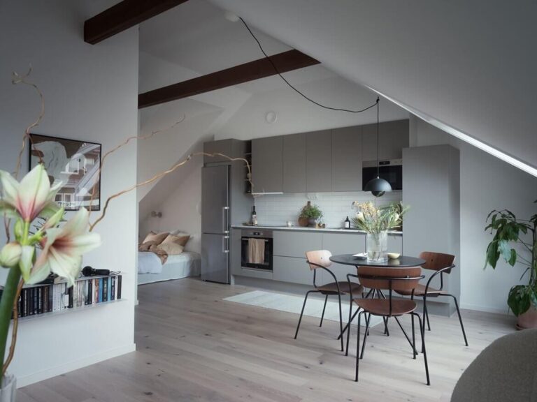 Illustration of Small Scandinavian Dining Areas With Exposed Beams