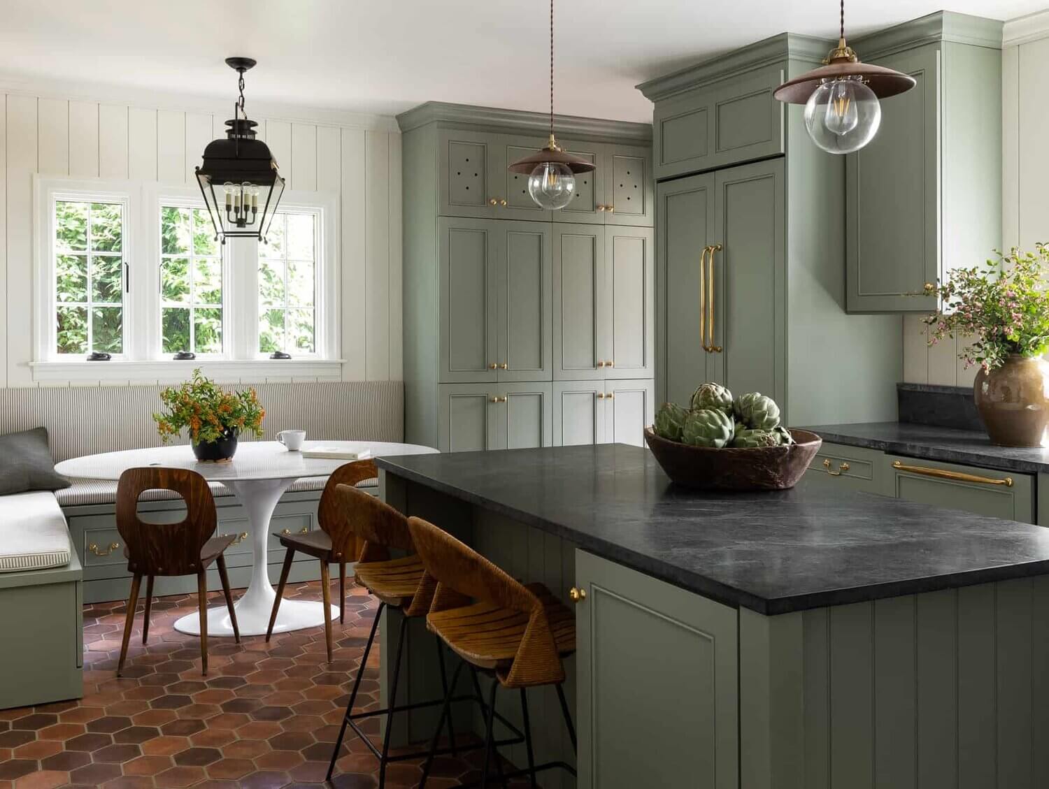 green kitchen nordroom Soothing Colors in Designer Heidi Caillier's Eclectic Washington Home