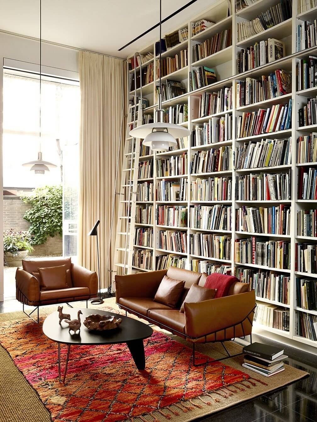 home library ideas bookshelves reading nook nordroom15 30 Book-Filled Rooms That You'll Love