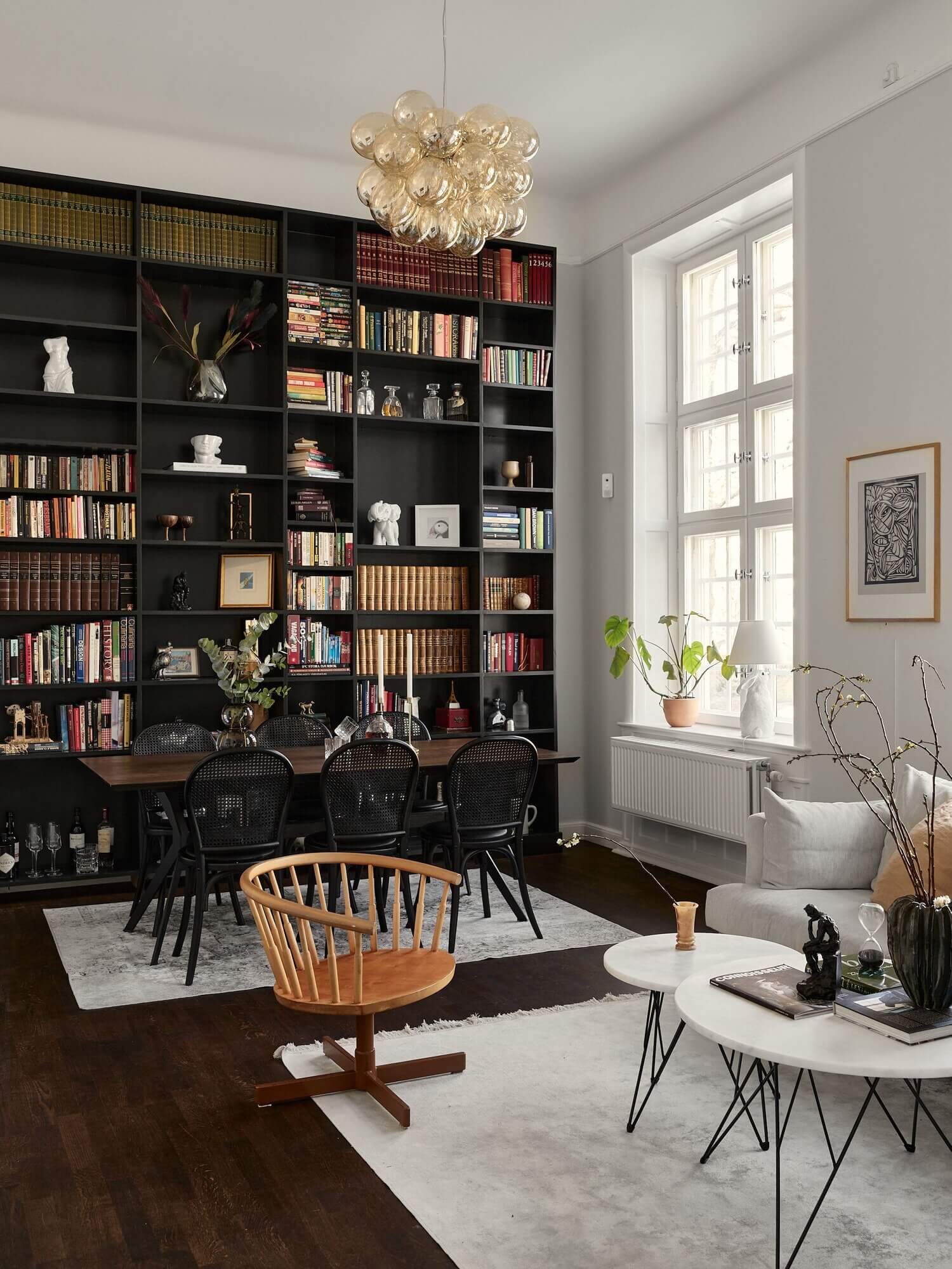 home library ideas bookshelves reading nook nordroom2 30 Book-Filled Rooms That You'll Love