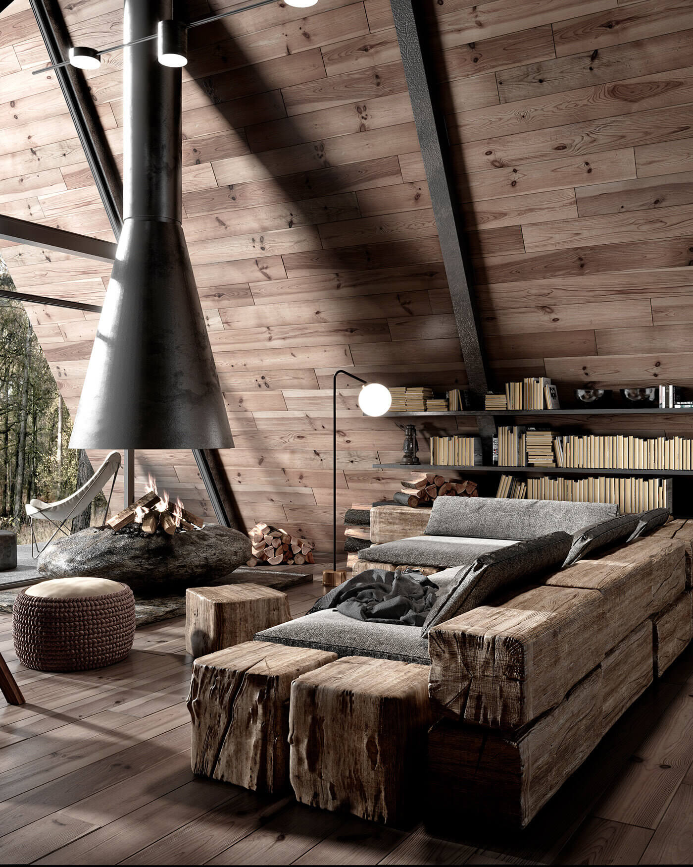 A Modern Wooden A-Frame Cabin in Lake Tahoe, California