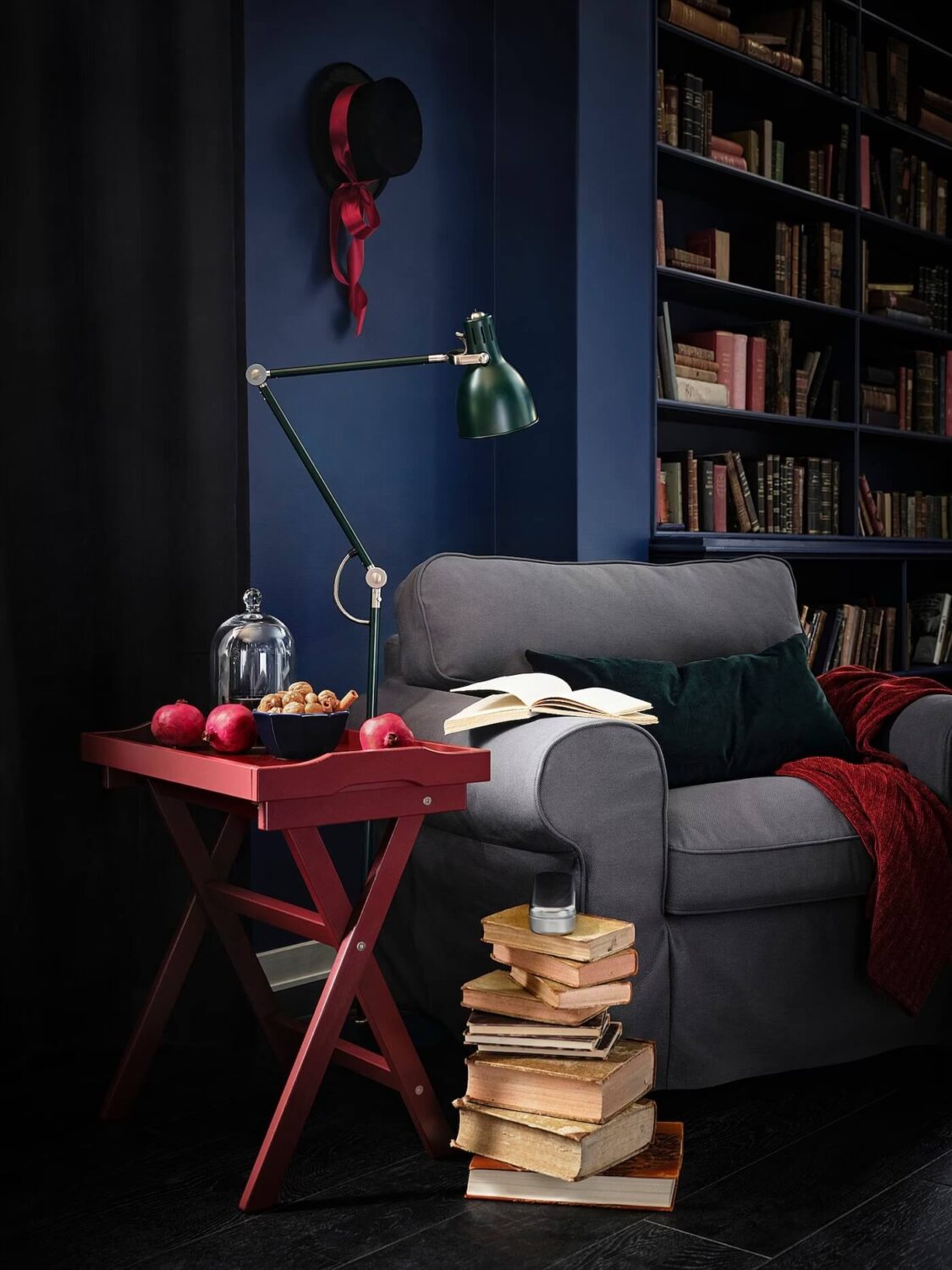 moody-blue-reading-nook-ikea-built-in-bookshelves-nordroom