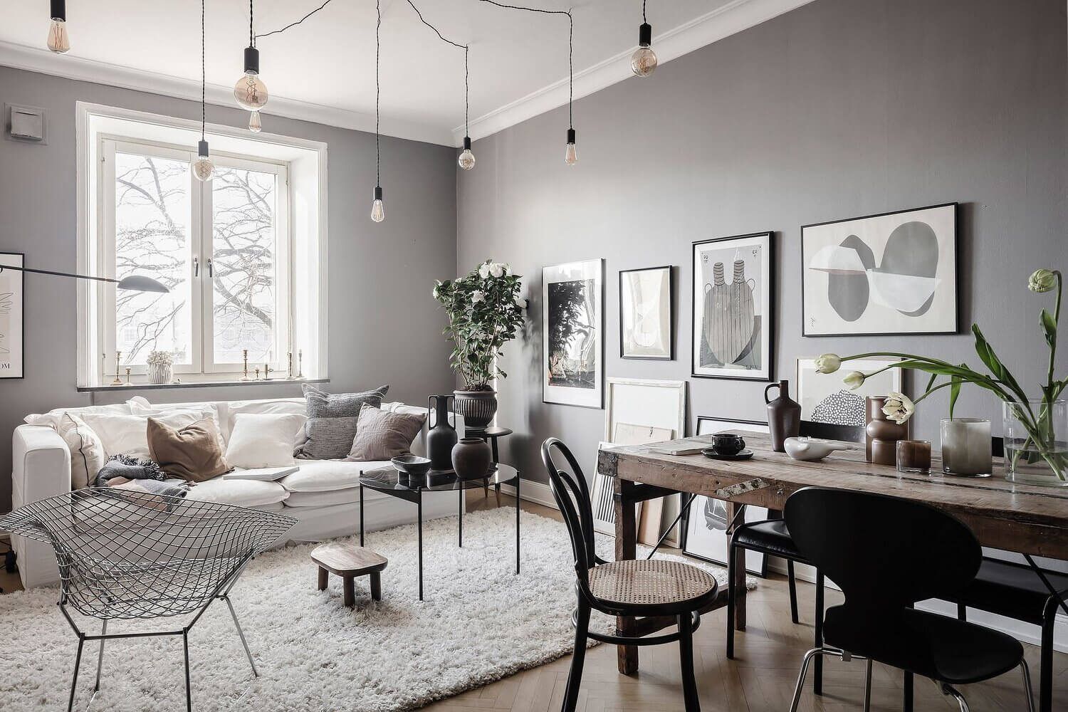 scandinavian apartment gallery wall nordroom1 A Lovely Scandinavian Apartment with An Art-Filled Living Room