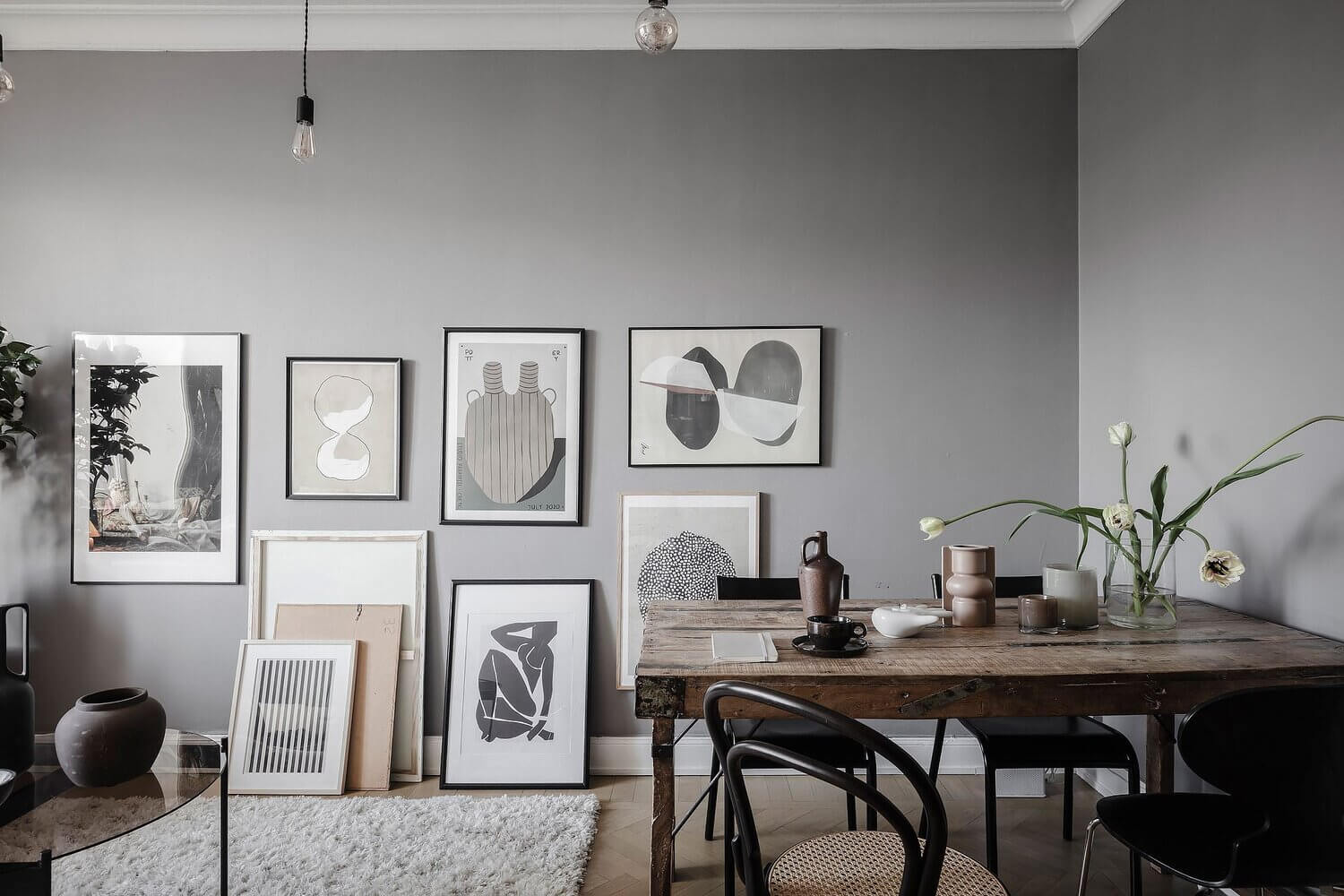 scandinavian apartment gallery wall nordroom6 A Lovely Scandinavian Apartment with An Art-Filled Living Room