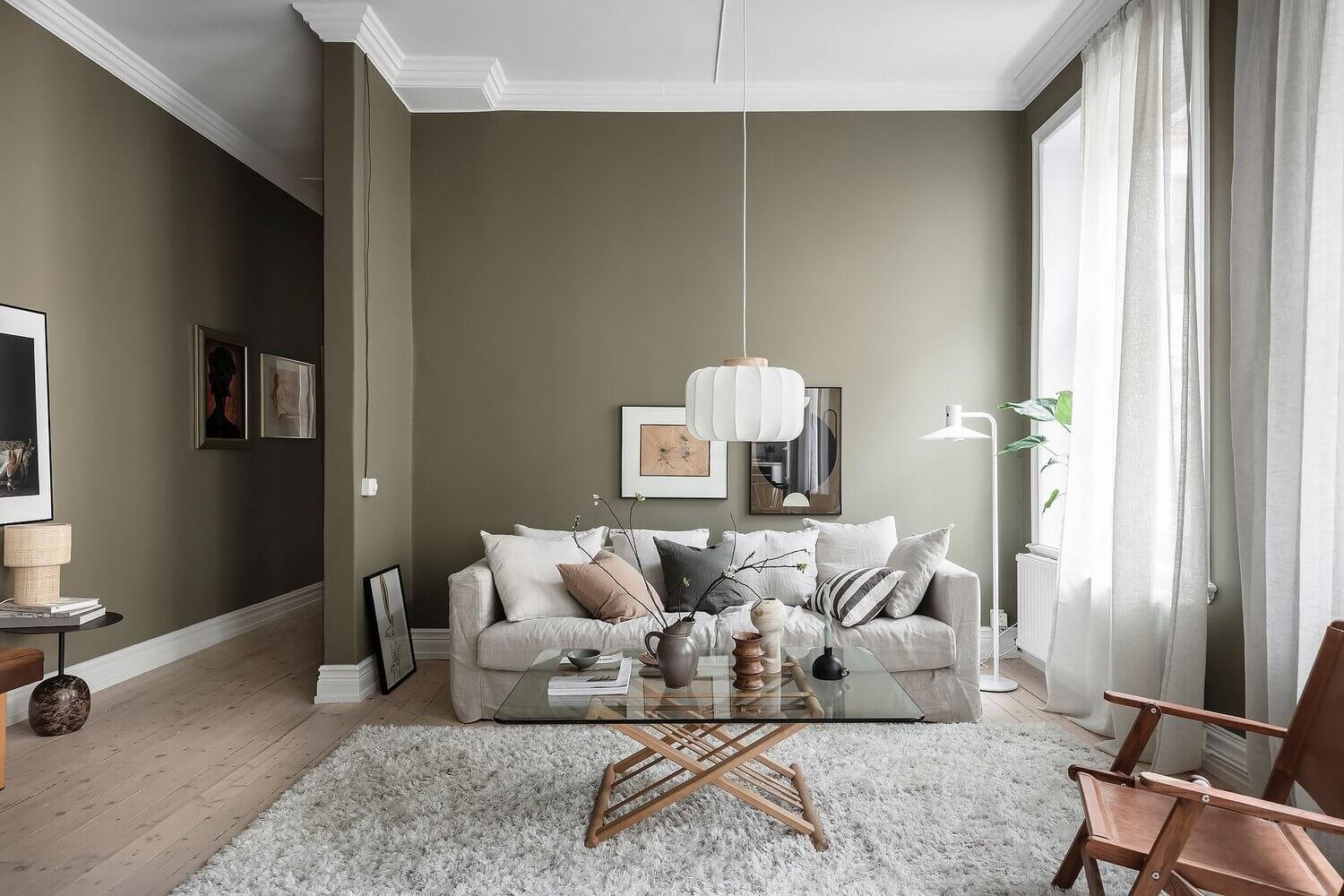 AScandinavianApartmentWithOliveGreenWalls TheNordroom A Scandinavian Apartment With Olive Green Walls