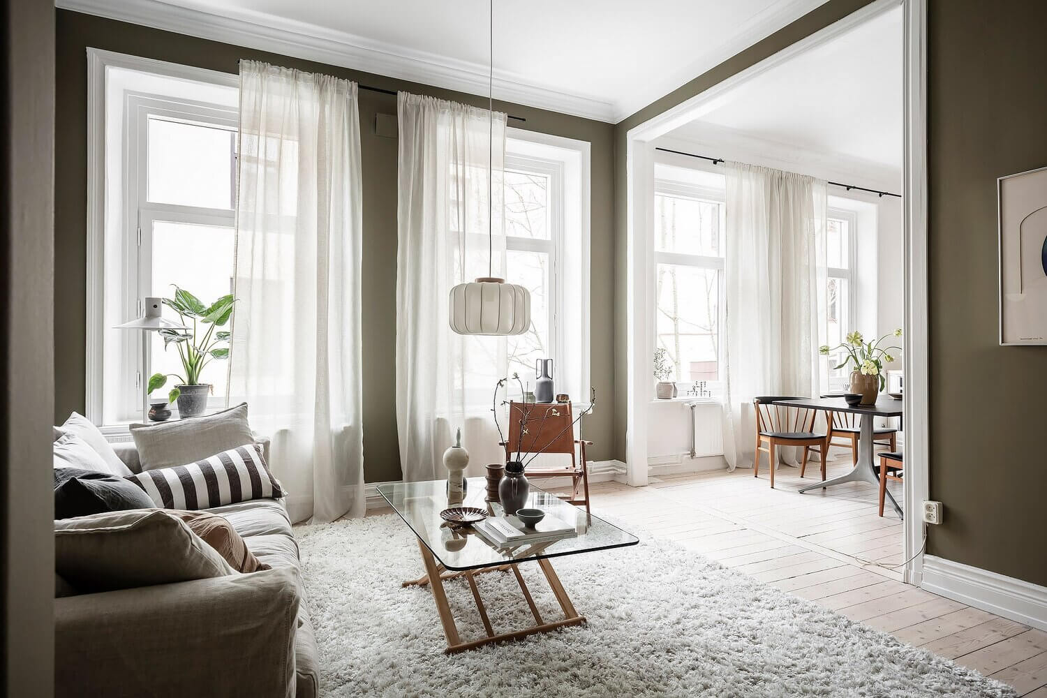 AScandinavianApartmentWithOliveGreenWalls TheNordroom4 A Scandinavian Apartment With Olive Green Walls