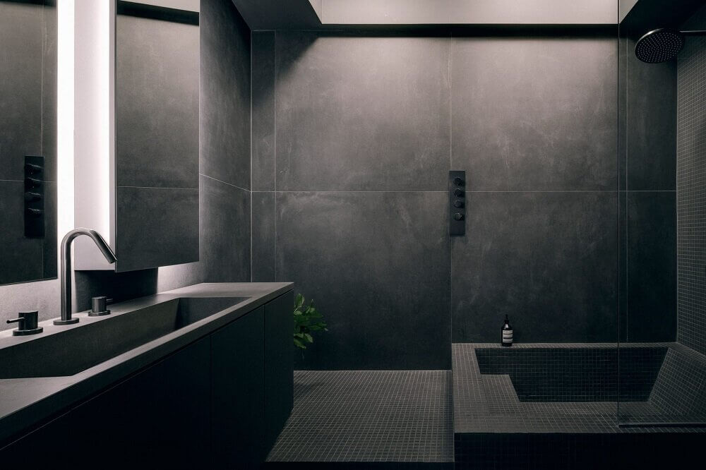 69 Almost Pure Black Bathroom Design Ideas - DigsDigs