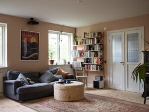 View of A Pink and Blue Scandinavian Apartment - The Nordroom