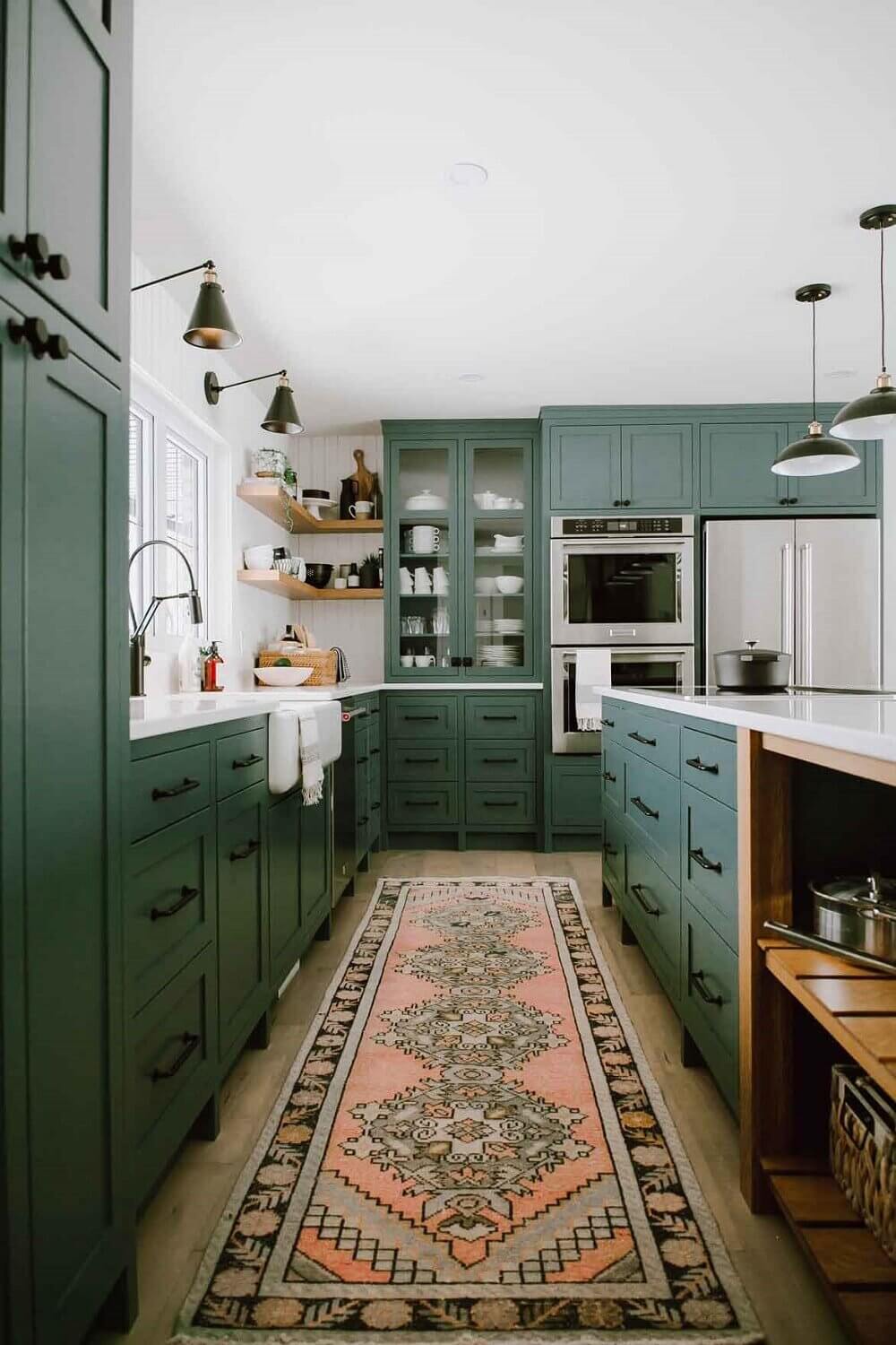 green-kitchen-cabinets-rug-nordroom