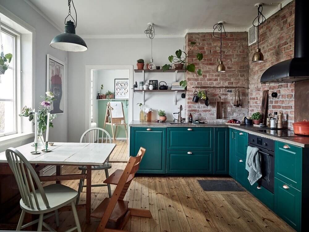 Color Ideas for the Kitchen: Dark Teal Cabinets