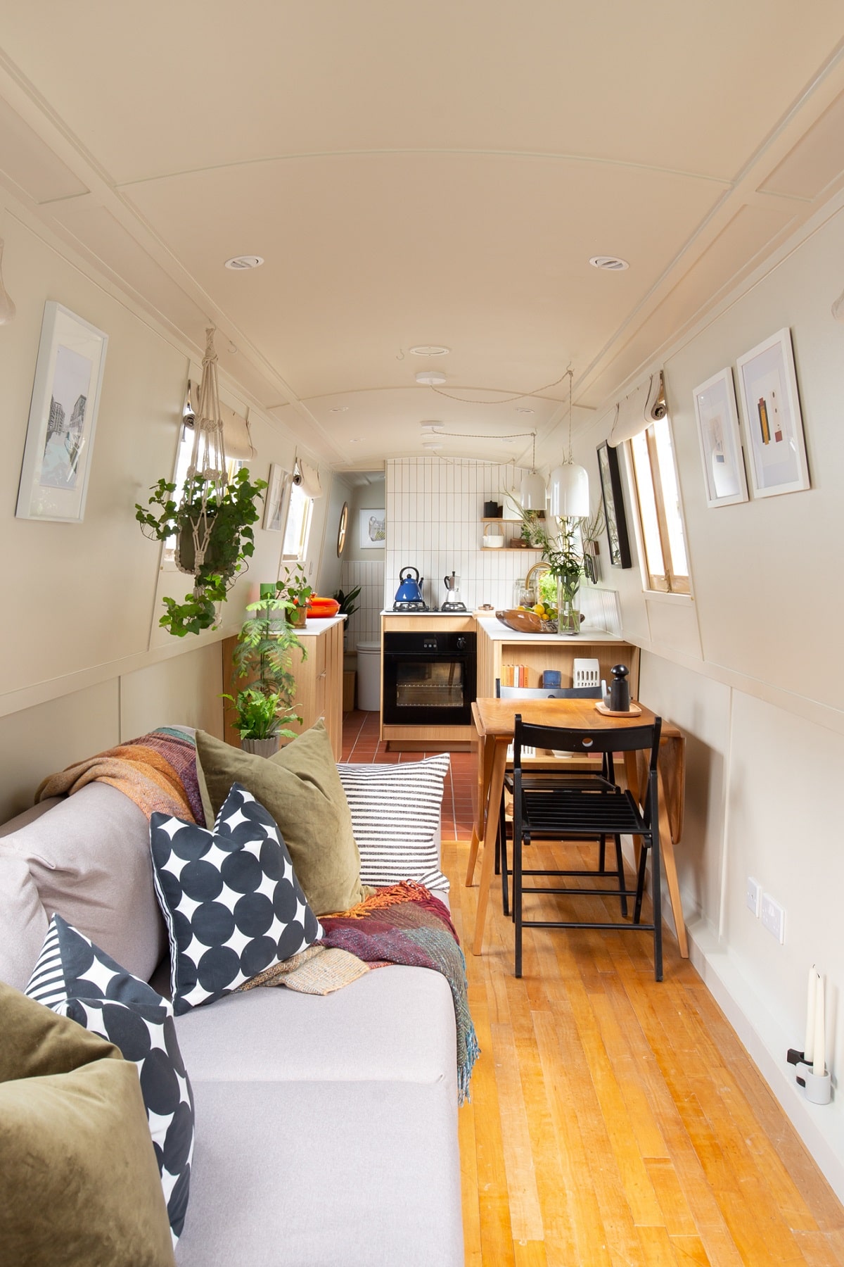 A Narrow but Stylish Houseboat in London